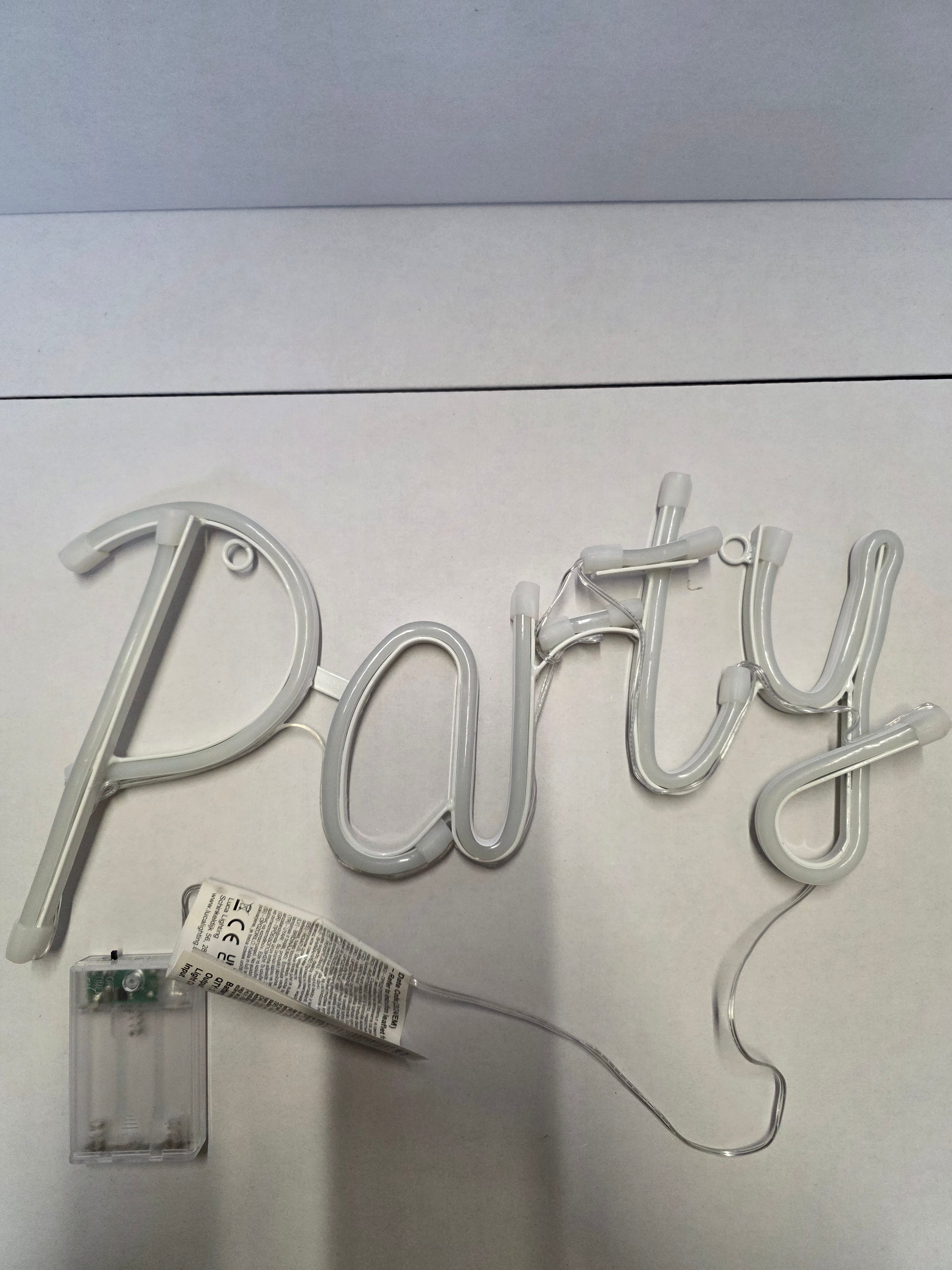 Neon Party Sign Light Yellow