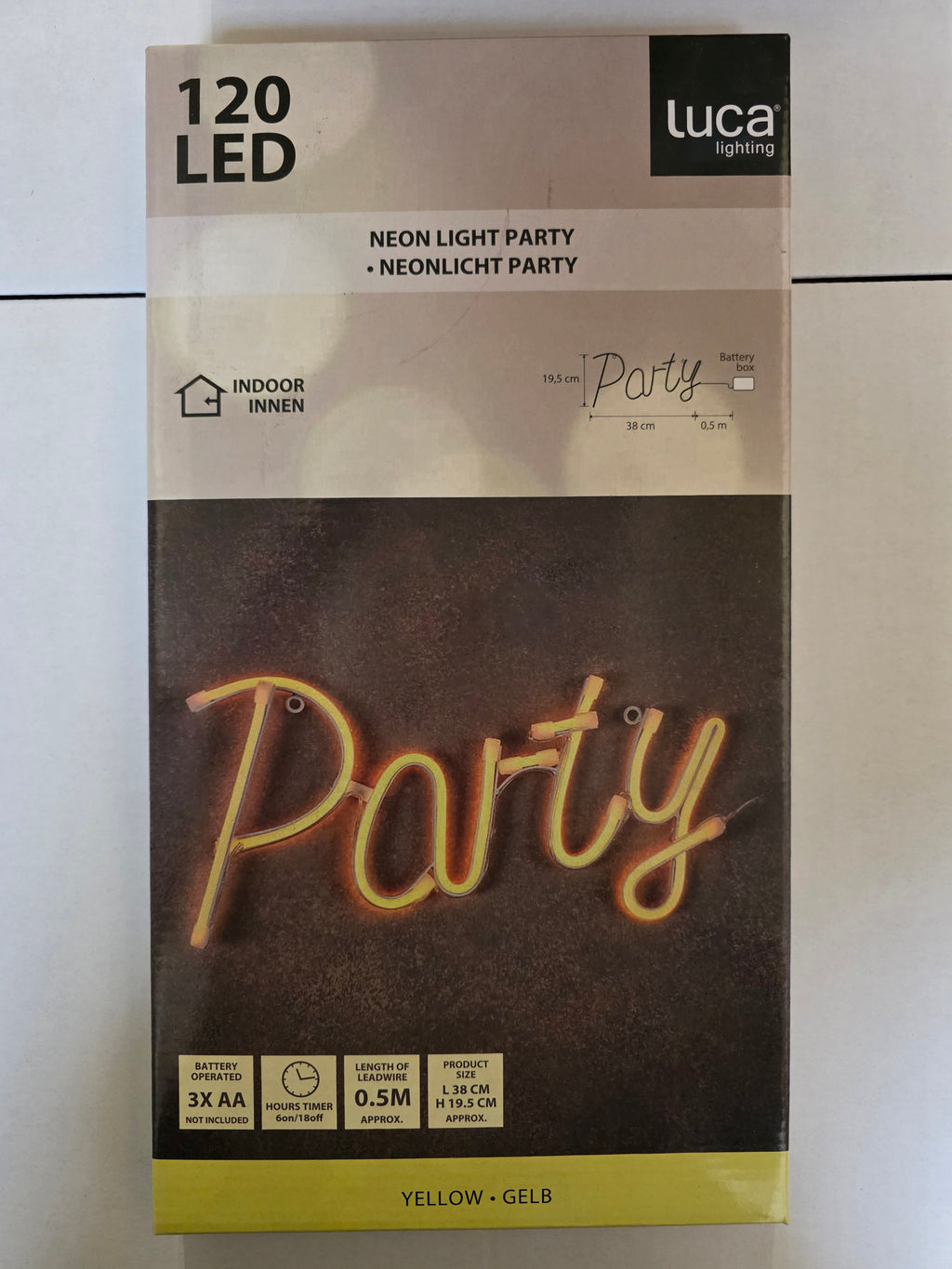 Neon Party Sign Light Yellow