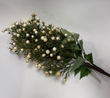 Artificial Berry Bush Stem 75cm Cream