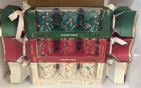 Candle Xmas Pot Cracker Assorted X1  (PACK OF 1)