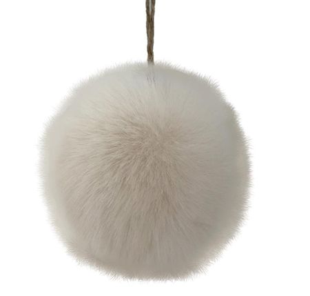 Bauble Fur 10cm Cream  (PACK OF 3)