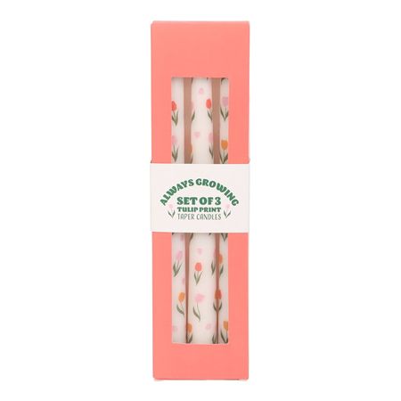 Candle Tapered Set Of 3 Tulips 26x2cm (pack of 2)