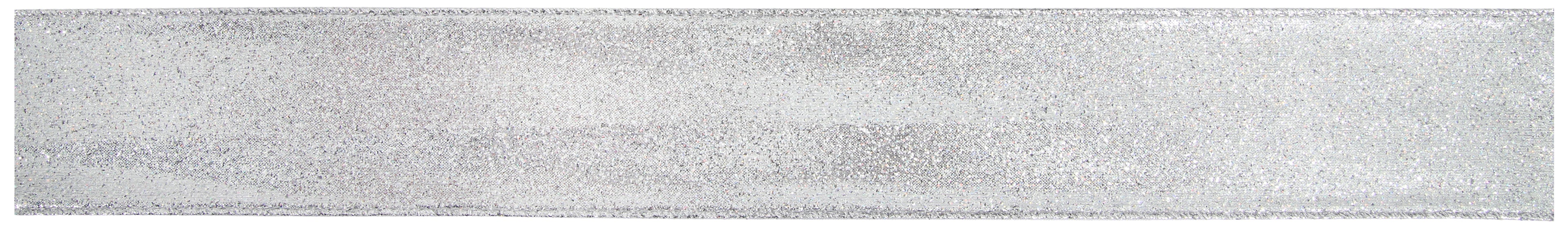 Ribbon Xmas Sparkle Silver 63mm