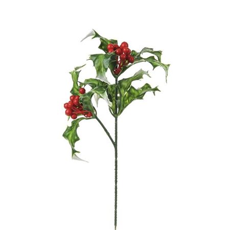 Holly Spray Pick 25cm  (PACK OF 3)