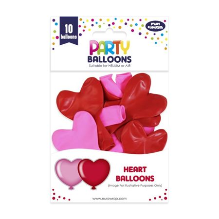 Latex Heart Balloons X10 Mix (PACK OF 3)