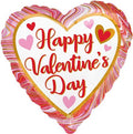 Balloon 18 Inch Happy Val Heart Marble (PACK OF 4)