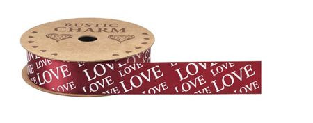 Ribbon Satin Love 25mm (PACK OF 5)