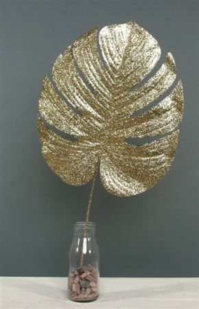 Monstera Leaf Large Glitter Gold