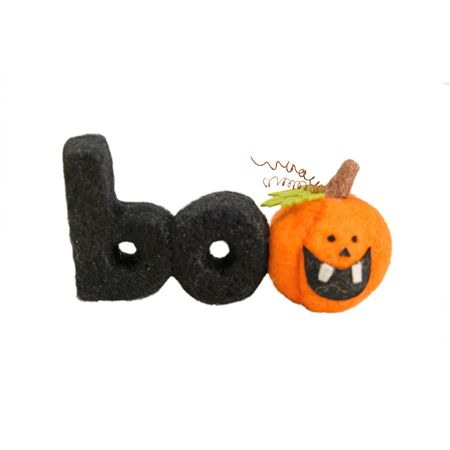 Felt Boo With Pumpkin Hanging 7cm