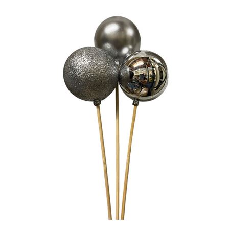 Bauble Pick Assorted Silver 50cm X6