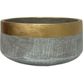 Cemet Bowl Grey With Gold Band 25x11cm