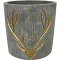 Cement Pot Grey Gold Stag Head 13cm