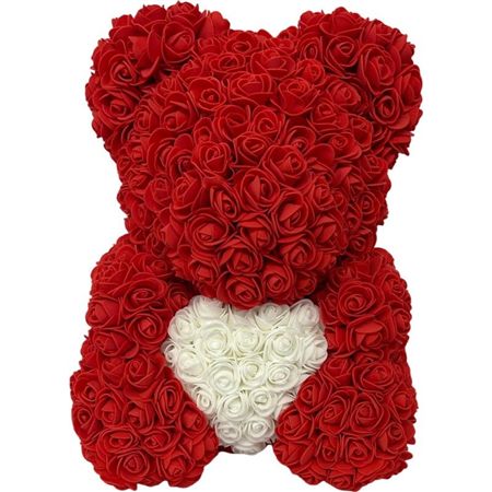 Rose Teddy Red White Heart