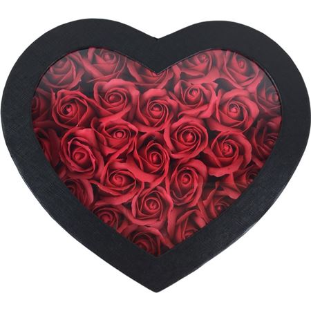 Heart Rose Box Black 27x24x11.5cm