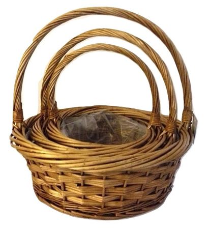 Basket Willow Round Stained Set 4