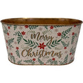 Zinc Oval Merry Xmas Leaf 29x16x14cm