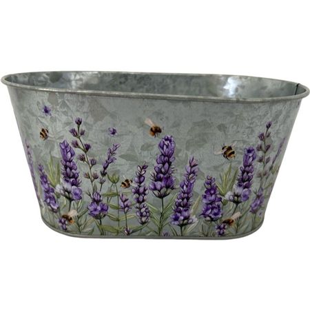 Zinc Oval Lavender 22.5x13.7x11.3cm (PACK OF 2)