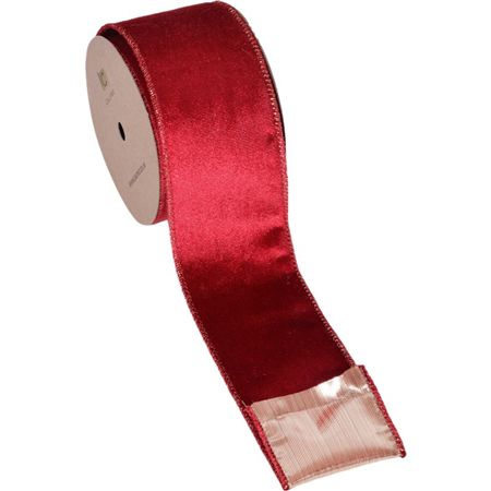 Ribbon Velvet Red & Gold Back 63mmx10yrd
