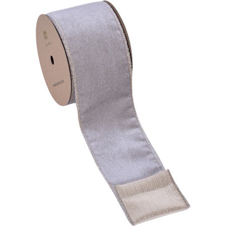 Ribbon Velvet Silver & Gld Back 63mmx10yrd