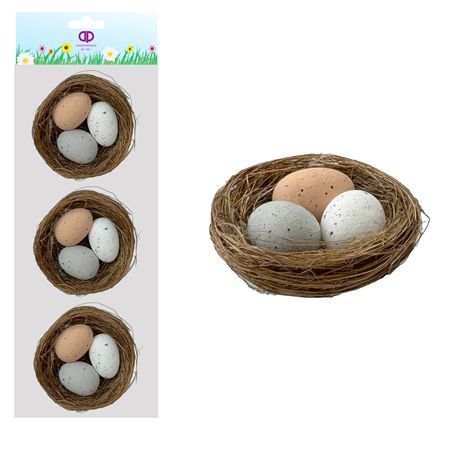 Nest With 3 Eggs 6cm X3 (pack of 3)