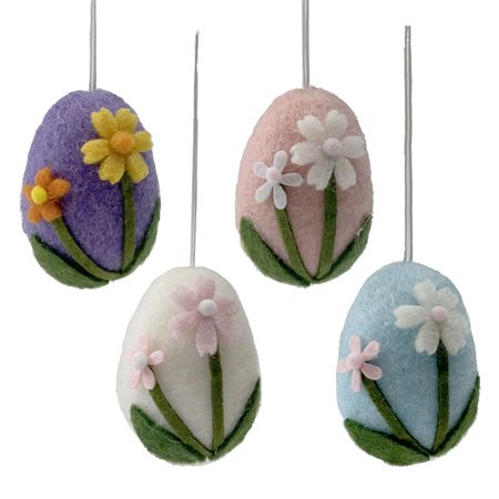 Floral Hanging Eggs Assorted Wool 7cm (pack of 5)