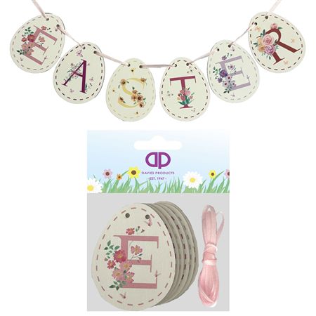 Easter Egg Wooden Banner 8cm 1m (pack of 5)