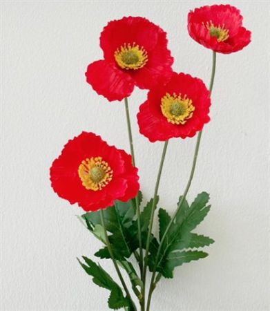 Artificial Poppy Stem Red 59cm (Pack of 4)