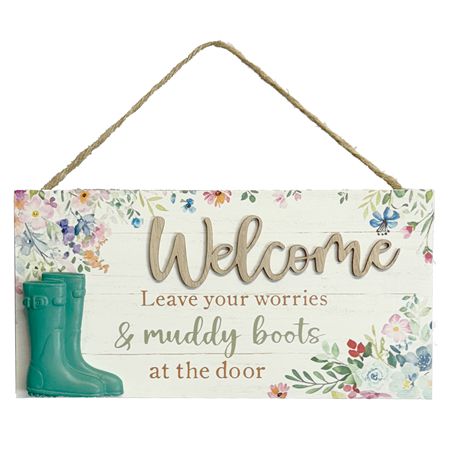 Muddy Boots Welcome 12.5x25cm (pack of 2)