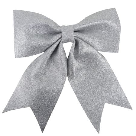 Luxe Glitter Bow Silver 28x34cm