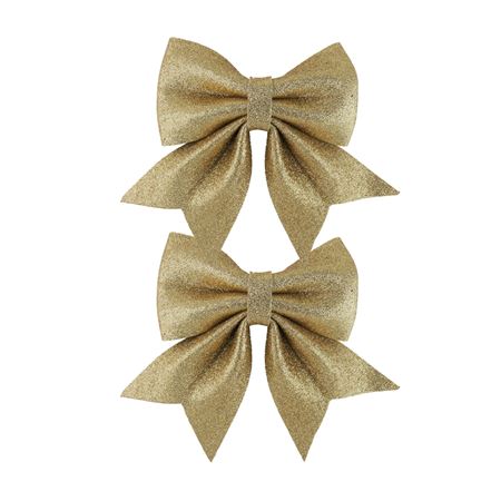 Bow Luxe Glitter Champagne 12x13cm X2  (PACK OF 4)