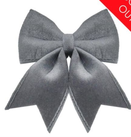 Bow Velvet Grey 20x24cm  (PACK OF 3)