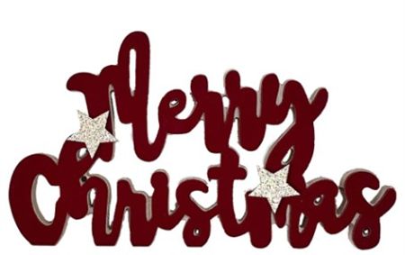 Wooden Merry Christmas Red 27x15cm