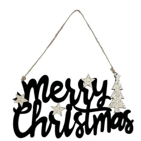 Hanging Wooden Dec Black 22x10cm  (PACK OF 2)