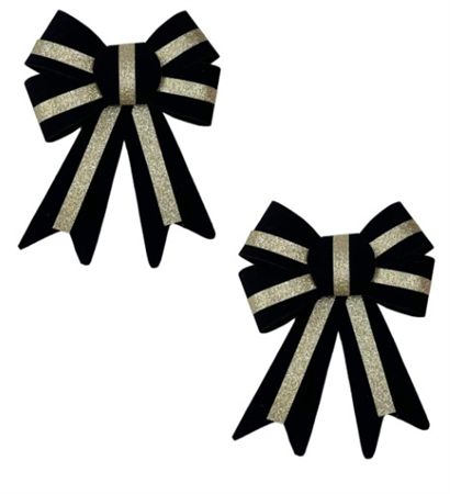 Bow Velour Black Gold 13x17cm X2 (PACK OF 4)