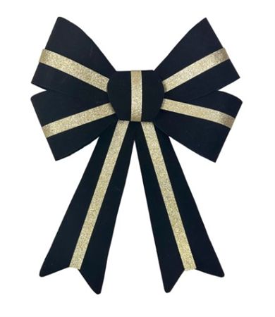 Bow Velour Black Gold 22x32cm (PACK OF 2)