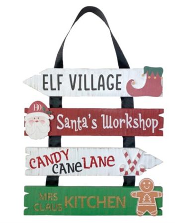Santa's Directions Wooden Hanger 40x28cm