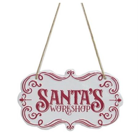 Santa's Workshop Metal Sign 18x10.5cm