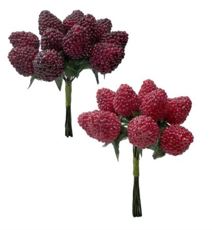 Raspberries On Wire Bunch Assorted X12