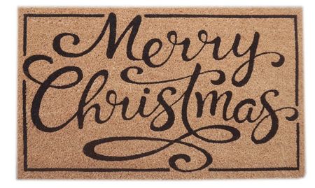 Door Mat Merry Christmas Black