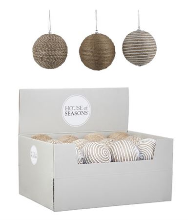Bauble Ornament Brown Assorted 8cm X1  (PACK OF 4)