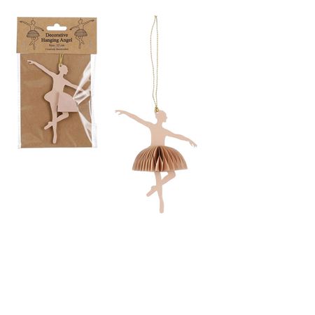 Hanging Paper Ballerina Ornament Pink