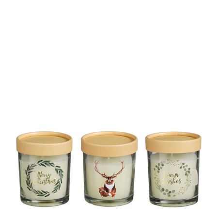 Scented Glass Candle Assorted 8cm (PACK OF 3)