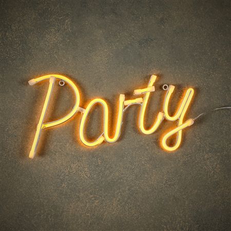 Neon Party Sign Light Yellow