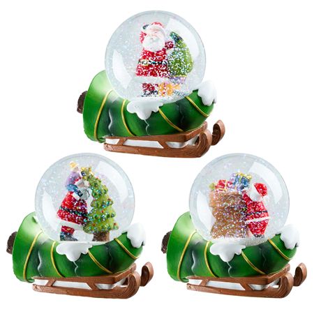 Snow Globe Santa X3 Assort 12cm