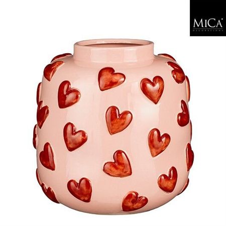 Ceramic Vase Hearts Pink 28x28cm