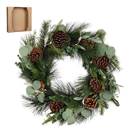 Wreath Bonita Green Cones 50cm