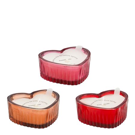Tealight Holder Heart With Wax Assorted X1 (PACK OF 3)