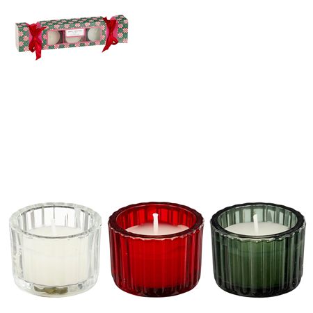 Candle Gift Set Green 3 Pieces 26x6cm