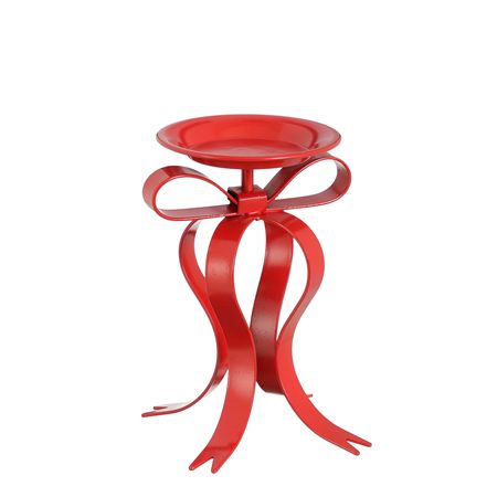 Candle Holder Bow Red 20x14cm