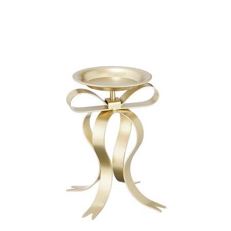 Candle Holder Bow Champange 20x14cm